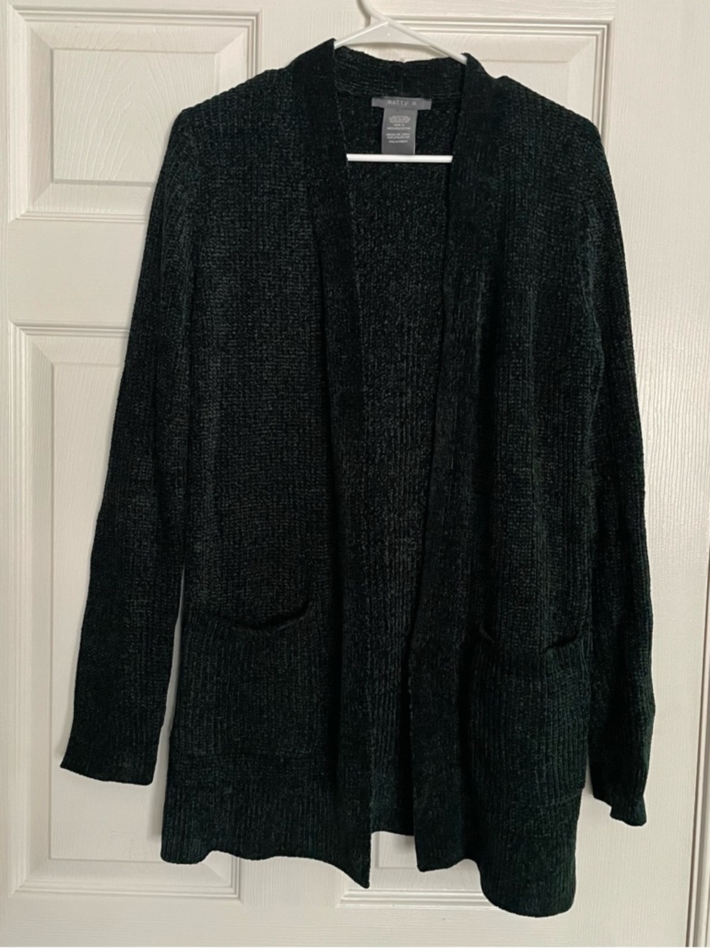 Matty M Dark Green Open-Front Women's size small Cardigan Sweater